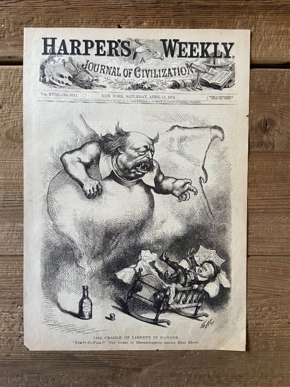 Thomas Nast, Harpers Weekly, Antique Print,  Political Cartoon
